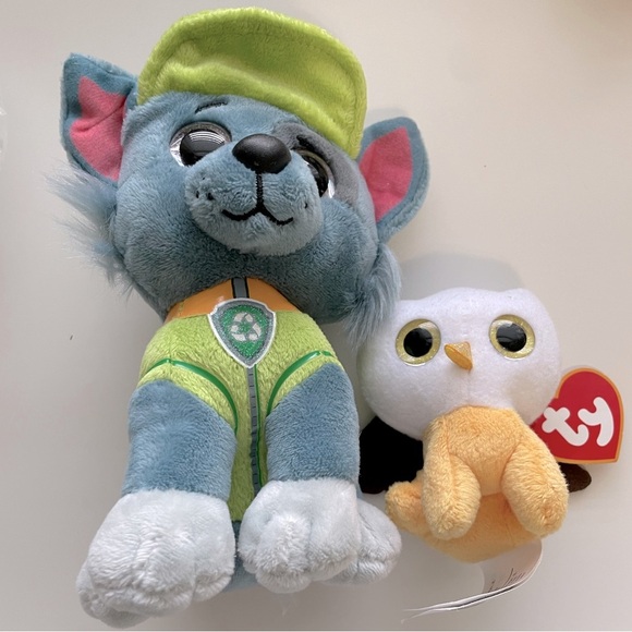 TY Beanie Boos Rocky PAW PATROL and TY Owl Bundle - Picture 1 of 10